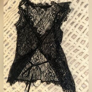 Elegant Sheer Lace Shimmer Express Top